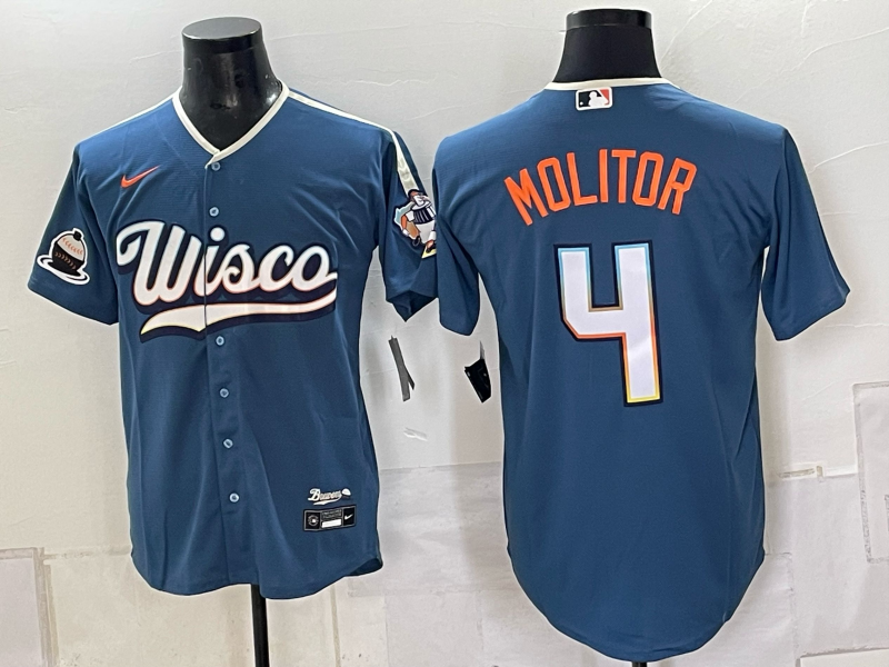 Men 2026 Milwaukee Brewers #4 Molitor blue Game Nike MLB Jersey 092402->milwaukee brewers->MLB Jersey